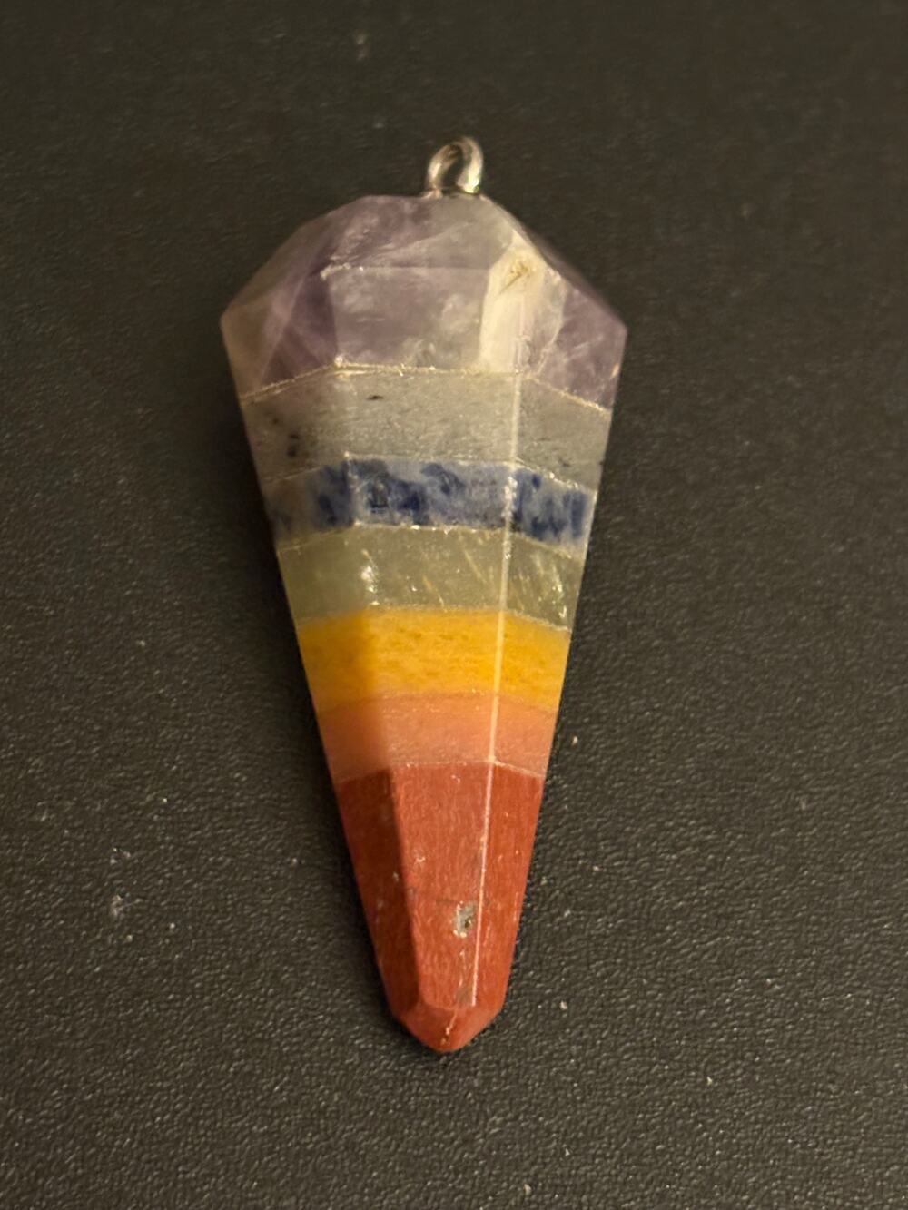 Vintage Genuine 7 Chakra Faceted Crystal Pendulum Pendant